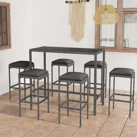 vidaXL Gartenbar-Set 7-tlg. Grau