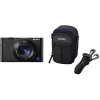 Sony RX100 V | Premium-Kompaktkamera (1,0-Typ-Sensor, 24-70 mm F1.8-2.8-Zeiss-Objektiv, 4K-Filmaufnahmen und neigbares Display) & LCS-CSJ Universaltasche für Cyber-Shot W-, T- und N-Serie