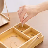 Navaris Aufbewahrung aus Bambus ausziehbar - 2 Etagen Aufbewahrungsbox - Organizer pro Box 3 Fächer - Holzkiste Etagere für Kleinteile - Bad