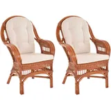 Set/2 Rattan Wintergartensessel Finco hohe Rückenlehne mit Armlehne (Rotbraun)
