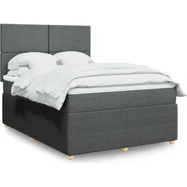 vidaXL Boxspringbett mit Matratze Dunkelgrau 140x200 cm Stoff