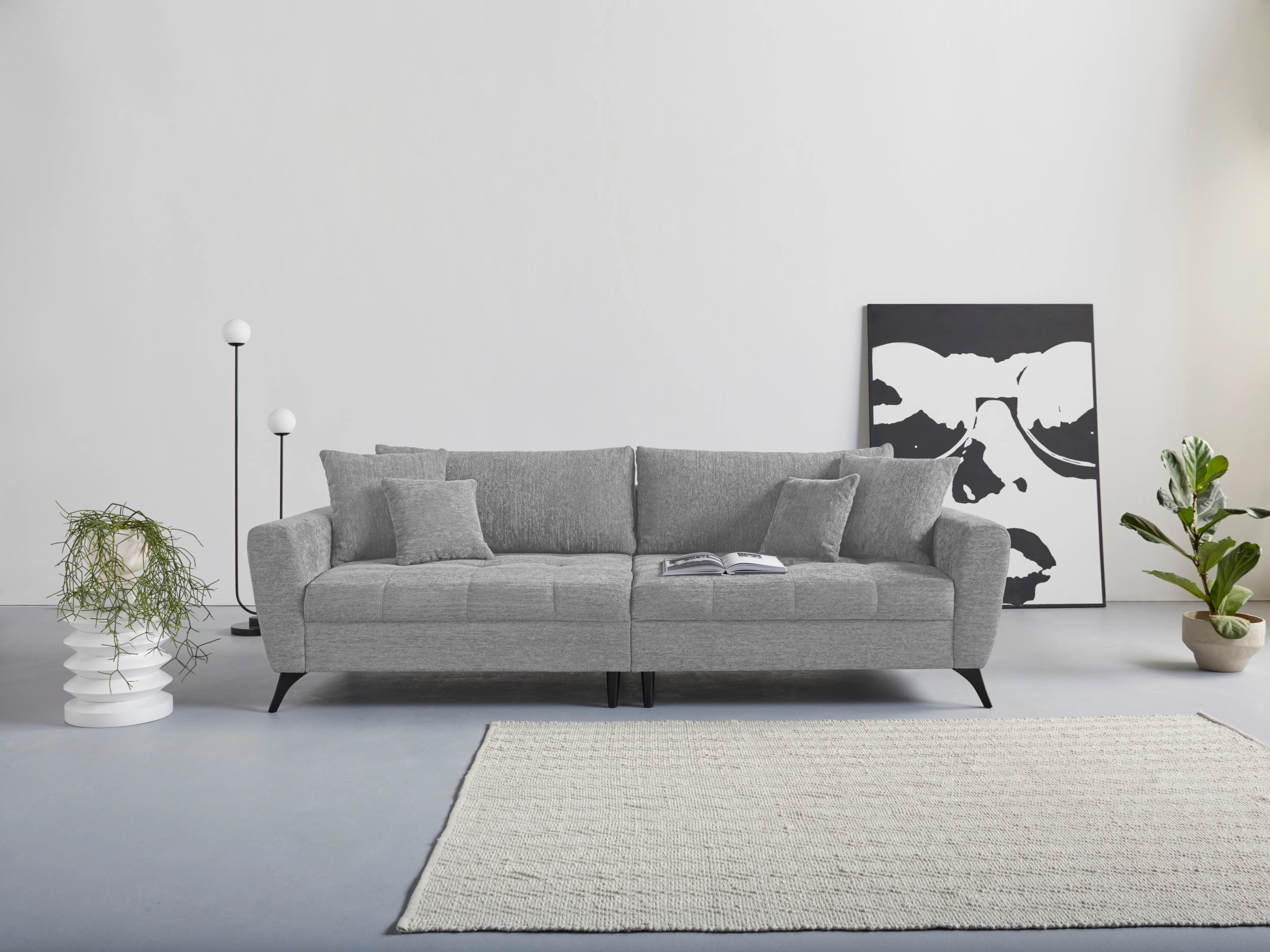 Big-Sofa INOSIGN "Lörby" Sofas Gr. B/H/T: 264 cm x 90 cm x 107 cm, Struktur weich, Struktur weich, grau (hellgrau) XXL Sofas Belastbarkeit bis 140kg pro Sitzplatz, auch mit Aqua clean-Bezug