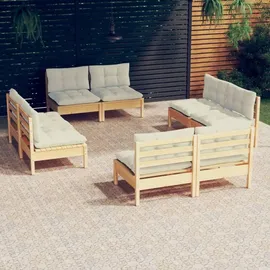 vidaXL Garten-Lounge-Set 8-tlg. creme Kiefernholz