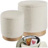 Tectake Sitzhocker mit Stauraum 48 x 48 x 48 cm Beige