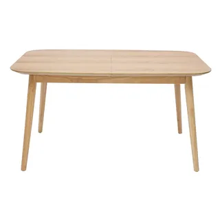 miliboo Erweiterbarer Tisch mit integrierten Verlängerungen rechteckig aus hellem Holz mit Eichenfurnier B140-170 cm ANK