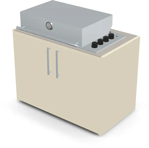 Brabura Box-Q 4-Brenner Edelstahl - Pietra Di Luna / Perle Blanche / Silberner Griff