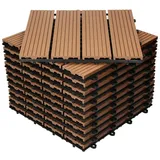 ECD Germany Terrassendielen WPC Terrassenfliesen mit Drainage und Klicksystem für Garten Balkon, BxL: je 30x30 cm, 22 mm Stärke, (55-St), Bodenbelag für 5m2 Hellbraun rutschfest Balkonfliesen Klickfliesen braun 30 cm x 30 cm