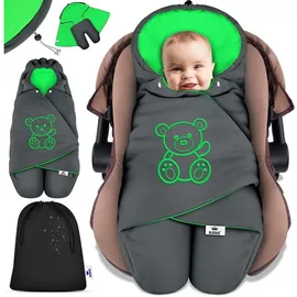 Kidiz KIDIZ® Baby Einschlagdecke Babyschale Winter Herbst Babydecke mit Kapuze & Tasche Universal Fußsack kompatibel mit Maxi-Cosi, Römer, Buggy, Kinderwagen & Autositz isolierend gegen Wind, Nässe & Kälte