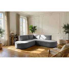 WFL GROUP Ecksofa Nora L-Form 3-Sitzer Universell, Samt, Grau, 223/73/223 cm