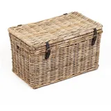 LebensWohnArt Truhe Rattan Truhe RESSY Grey ca. L80cm Couchtisch