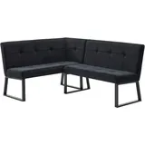 otto home Eckbank OTTO HOME "Geranie, Sitz -und Rücken gepolstert, Knopfheftung", schwarz, B:184cm T:61,5cm, 100% Polyester, Sitzbänke, Eckbank, zwei Bezugsstoffe, zwei Stofffarben, pulverbeschichtetes Metallgestell