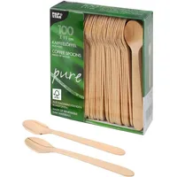 Papstar Einweg-Kaffeelöffel pure, Holz, 100 St.