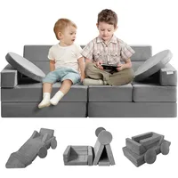 Vevor Spielsofa Kindersofa, 15 in 1 Kindersofa aus Schaumstoff, Matratze Multifunktional Spieltisch Puzzle Sofa, Kindersessel Faltbar, Pädagogisches Spielzeug Kindersessel Spielsofa Kuschelecke