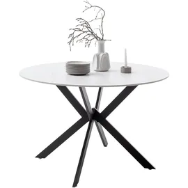 MCA Furniture Esstisch »UBATE Vierfußtisch«, (1 St.), Keramik, Metall, weiß marmoriert, dining table, 4-6 Personen weiß
