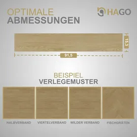 Hago HAGO24 Klebevinylboden 2,23m2 Eiche Natur Braun Bodenbelag Laminat Holzmusterung 2mm Dicke Wasserresistent PVC 16 Planken Feuchtraumgeeignet