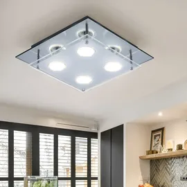 GLOBO Deckenleuchte 4 flammig eckig Chrom Glas