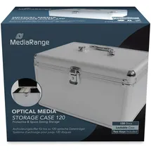 MediaRange Media storage case for 120 discs, aluminum look, with hanging sleeves, silver