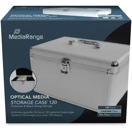 MediaRange Media storage case for 120 discs, aluminum look, with hanging sleeves, silver