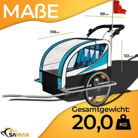 SAMAX 360° drehbarer 2in1 Jogger Silver Frame blau/silber