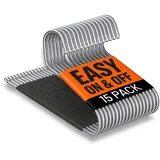 Hosenbügel für Herren, 15 Stück, ERA Accents, Metall, rutschfest, offen, Silver And Black