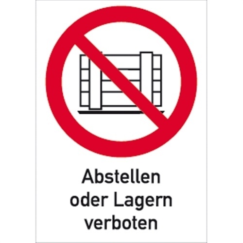 Schild Abstellen oder Lagern verboten, Kombischild, Alu, 131x185 mm