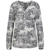 GOLDNER Florale Druckbluse mit V-Ausschnitt schwarz 23