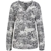 GOLDNER Florale Druckbluse mit V-Ausschnitt schwarz 23