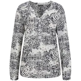 GOLDNER Florale Druckbluse mit V-Ausschnitt schwarz 23