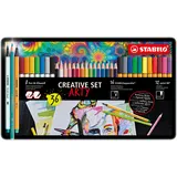 Stabilo Creative Set ARTY & Pen 68 brush - point 88 & aquacolor - Metalletui sortiert, 36er-Set (87/3193)