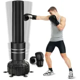 COSTWAY Freistehender Boxsack, 182cm Standboxsack mit Boxhandschuhen & Saugfuß, Kickboxsack Boxing Trainer MMA für Kinder Erwachsene