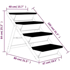 vidaXL Hundetreppe Grau 105x47 cm Massivholz Tanne