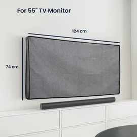 kwmobile 55" TV Abdeckung Indoor - Fernseher Hülle Bildschirmschutz Abdeckung - TV Bildschirm Staubschutzhülle - Fernsehabdeckung - Leinen Dunkelgrau