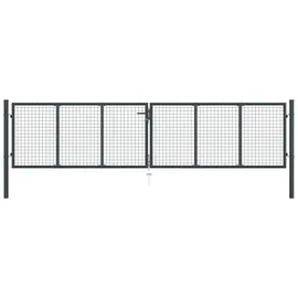 vidaXL Mesh-Gartentor 400 x 125 cm Grau/Stahl