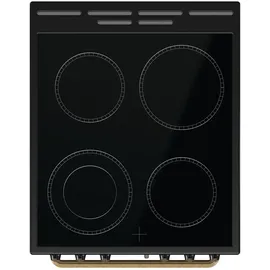 Gorenje Elektrostandherd mit Glaskeramik-Kochfeld/Retro Design / 50cm / 70 Liter/Gentle Close/Schnellaufheizung/AirFry/ExtraSteam/Pizzamodus/AquaClean/schwarz