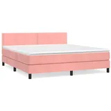 vidaXL Boxspringbett mit Matratze Rosa 160x200 cm Samt