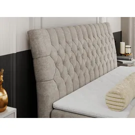 MKS Meble MKS Boxbett, Beige, Textil, 2-Sitzer, H4, Rechteckig, 140x200 cm Schlafzimmer, Betten, Boxspringbetten