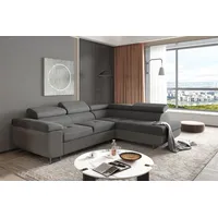Fun Möbel Couchgarnitur JADE Stoff Dunkelgrau Schlaffunktion Ottomane, Rechts