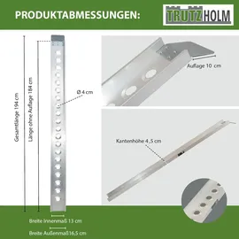 Baumarktplus TRUTZHOLM 1 x Auffahrschiene 194cm Traglast 200kg Alu grau