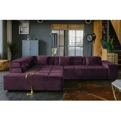 KAWOLA Sofa NEVADA Ecksofa Velvet purple Recamiere links