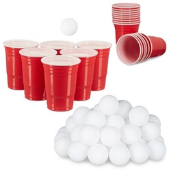 relaxdays Tischtennisball Beer Pong Set