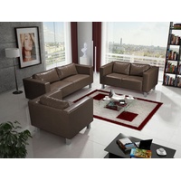 Sofa Set MAILAND 3-2-1 Sofagarnitur in Kunstleder Braun