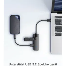 Inateck USB 3.2 Gen 2 Geschwindigkeit, USB-C zu USB Hub mit 4 USB-A-Anschlüssen, HB2025