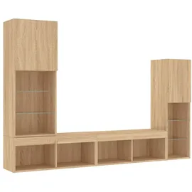 vidaXL 4-tlg. Wohnwand mit LED-Beleuchtung Sonoma-Eiche Holzwerkstoff