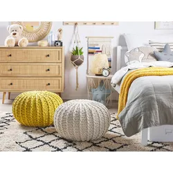 Pouf beige ⌀ 50 cm CONRAD II