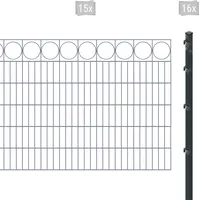 Arvotec Doppelstabmattenzaun "ESSENTIAL 120 zum Einbetonieren "Ring" mit Zierleiste" Zaunelemente Zaunhöhe 120 cm, Zaunlänge 2 - 60 m Gr. H/L: 120cm x 30 m, Pfosten: 16 St., grau (anthrazit)