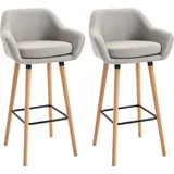 HOMCOM Barstühle Küche 2er-Set, H 65cm, Barhocker mit Armlehne, Beige   Aosom.de