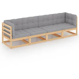vidaXL 4-Sitzer Loungesofa Kiefer grau