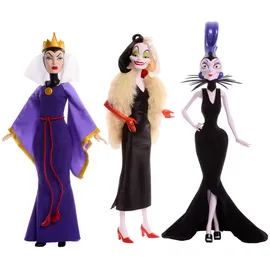 Mattel DISNEY Villains Böse Königin, Cruella de Vil & Yzma - Legendäre Schurkinnen Set mit detailreiche Outfits & Accessoires, für Sammler & Kinder, ab 3 Jahren, HRF56
