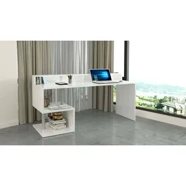 Dmora Schreibtisch Dcheddir, linearer Schreibtisch mit Ablagefächern, Mehrzweck-Büroschreibtisch mit Platte, 180x60h93 cm, Weiß