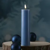 Deluxe Homeart LED Kerze Mia Deluxe Echtwachs Wachsspiegel flackernd H: 20cm D: 5cm blau